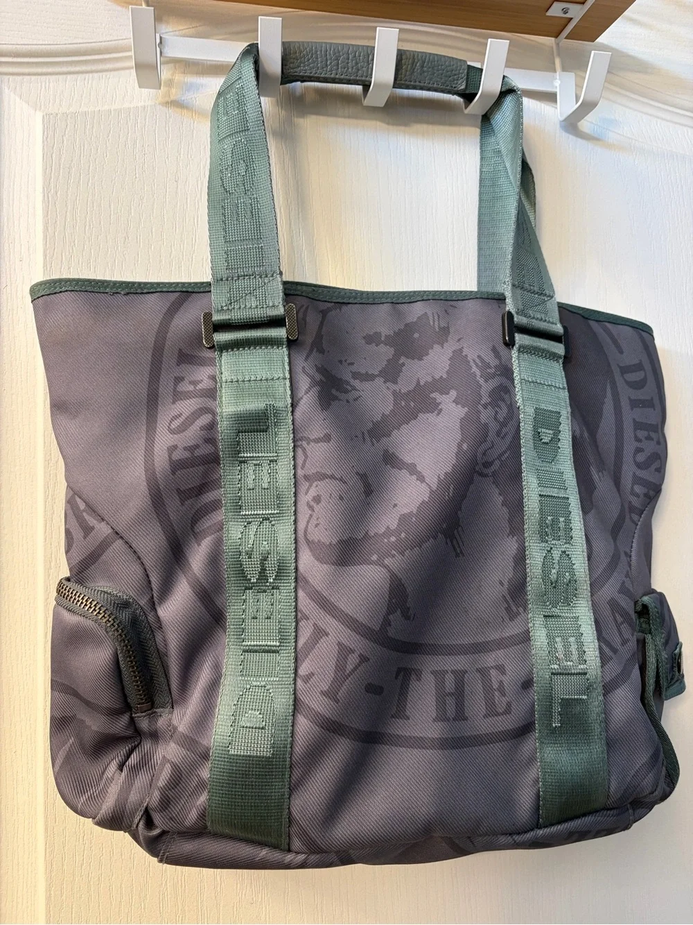 Vintage Y2K Diesel Utility Canvas Tote Green Cargo Shoulder Bag